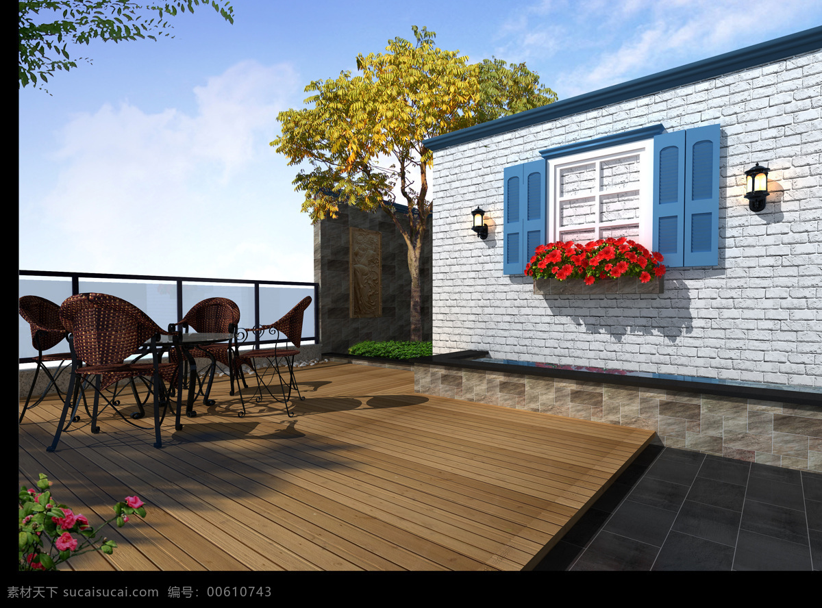 地中海 浮雕 环境设计 室内设计 水池 藤椅 屋顶花园 设计素材 模板下载 假窗 家居装饰素材