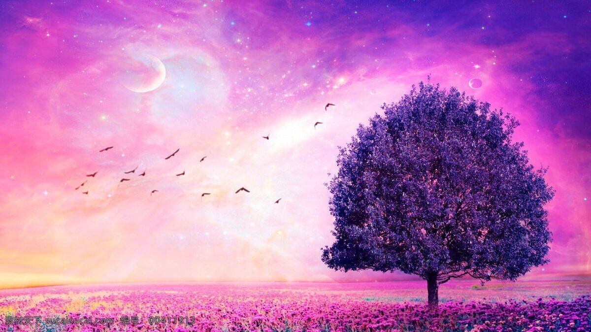 紫色的树 紫色 迷幻 风景 炫酷 自然景观 山水风景