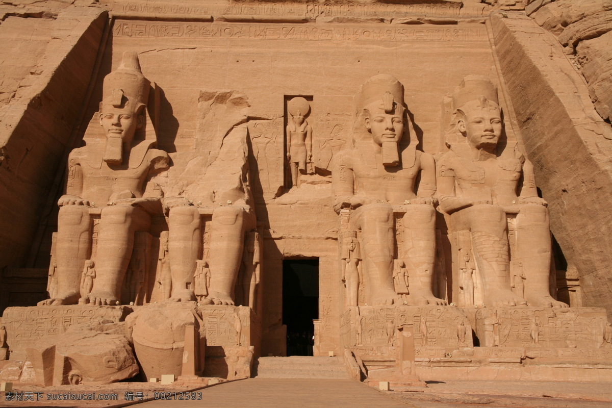 埃及 阿布 辛 贝 神庙 入口 主立面 雕像 旅游摄影 国外旅游 摄影图库