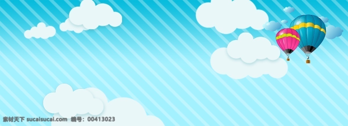 线条 简约 卡通 白云 背景 热气球 banner 淘宝背景 海报背景
