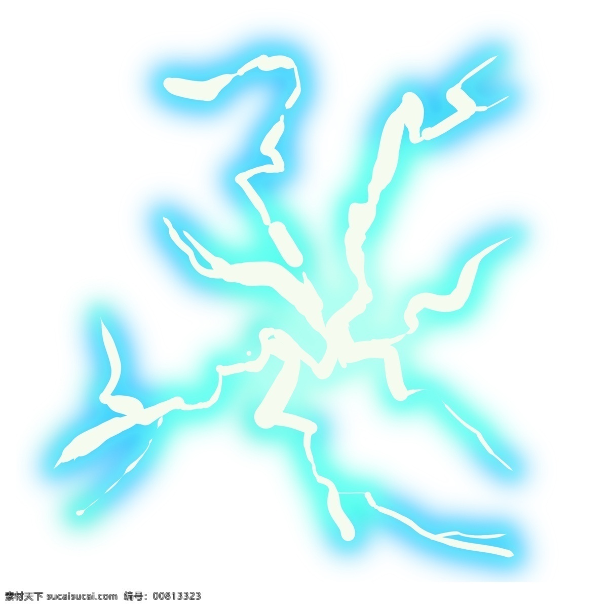 蓝色发光闪电 炫酷 闪电 雷电
