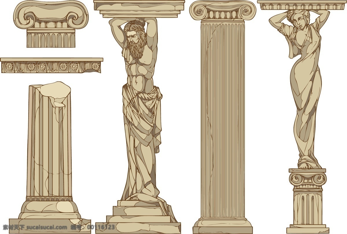 传统 传统建筑 雕像 古典 建筑 欧式 花纹 建筑家居 柱子 矢量 模板下载 人物 欧洲 装饰 家居装饰素材