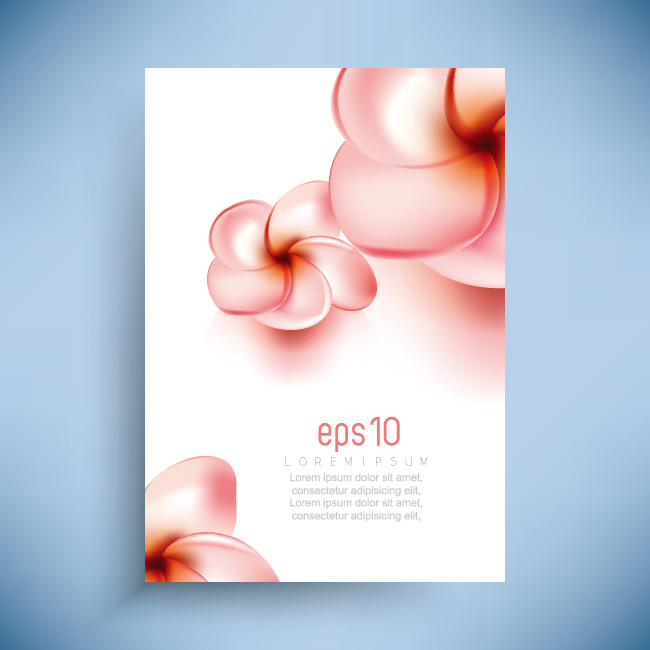 粉色 花朵 简洁 折页 宣传册 矢量 曲线 线条 彩色 色块 彩页 封面 模板 背景 白色