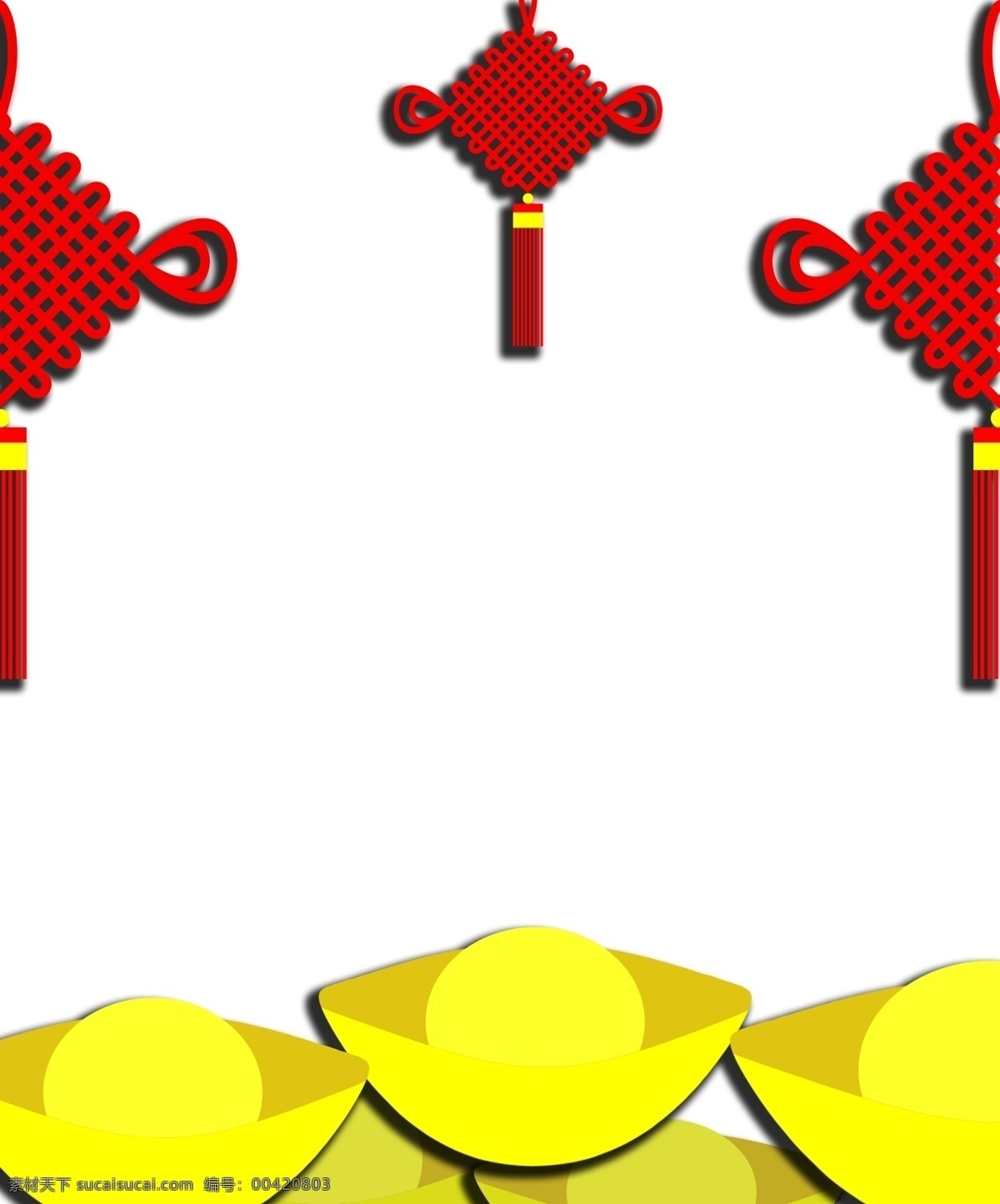 手绘 中国结 金元宝 插画 红色 黄色 新年 新年小物 金子 手绘金元宝 红色中国结