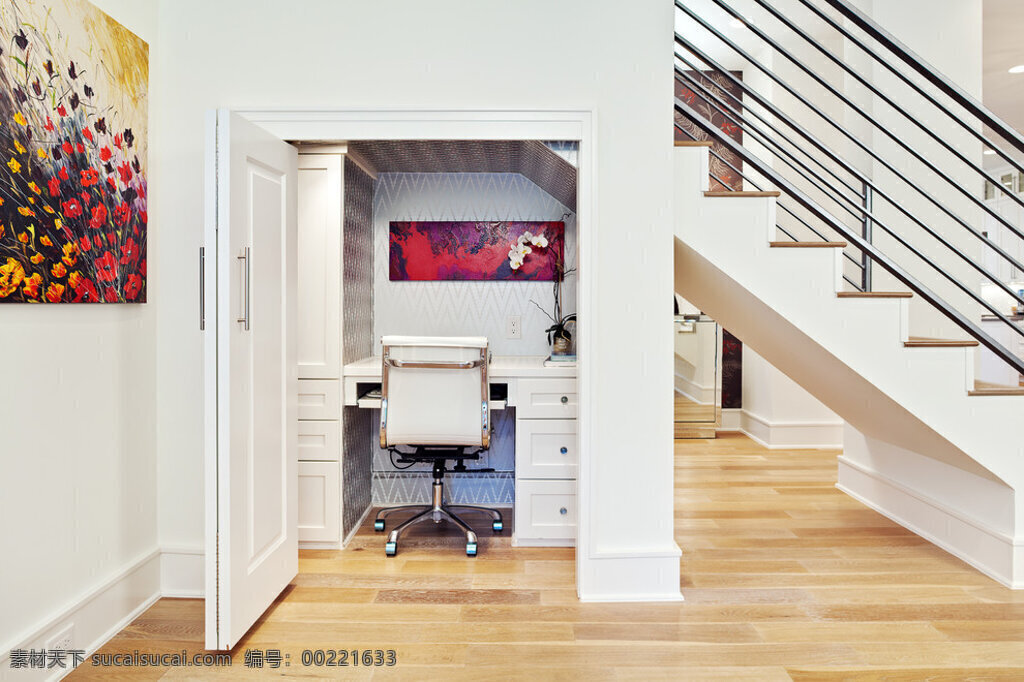 现代 小 户型 书房 复合式 效果图 壁画 家居大图 家居生活 空间设计 楼梯 楼梯扶手 沙发凳 室内设计 室内效果图 现代简约 装修效果图