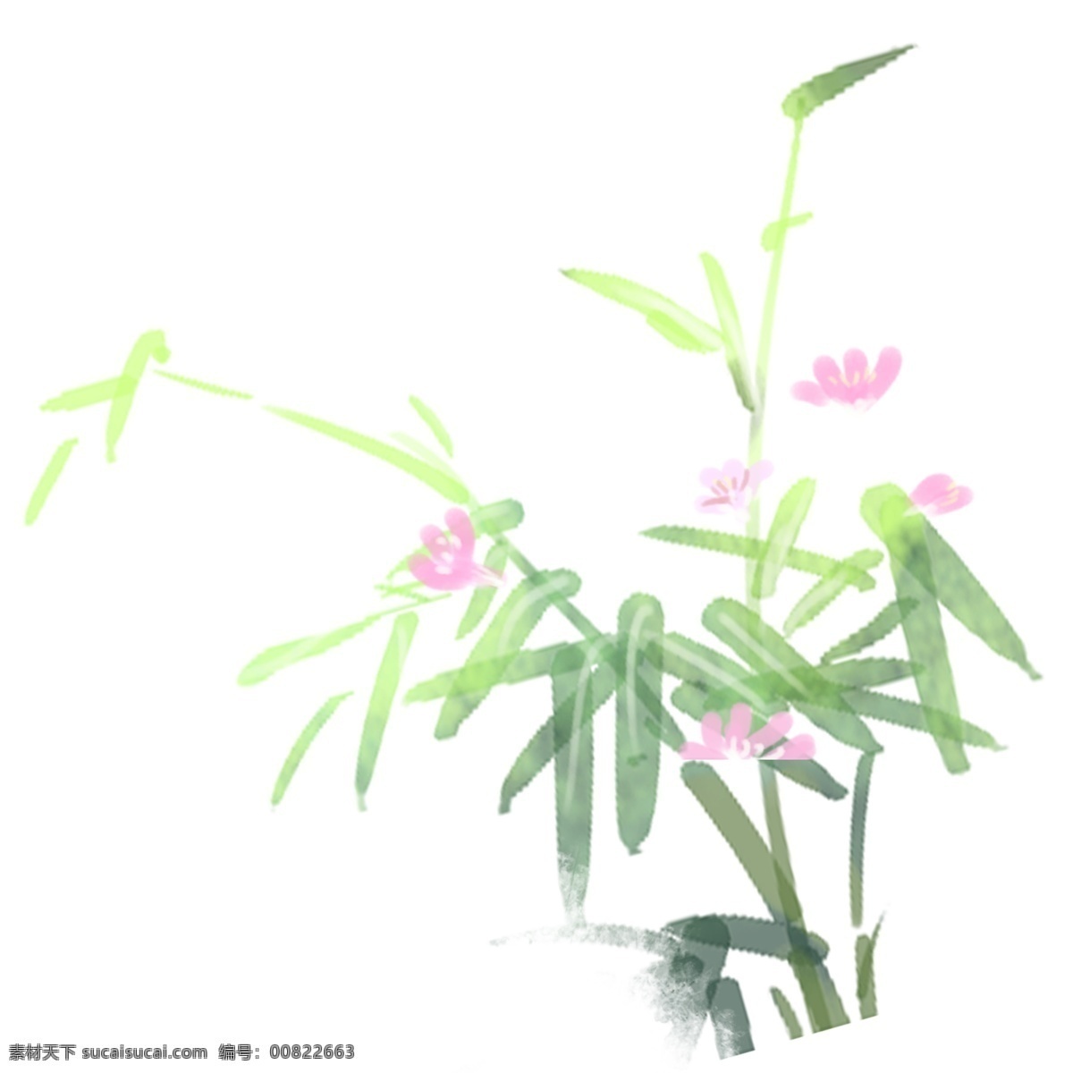彩色 植物 花朵 叶子 元素 创意 开花 卡通插画 自然 风景 景色 叶片