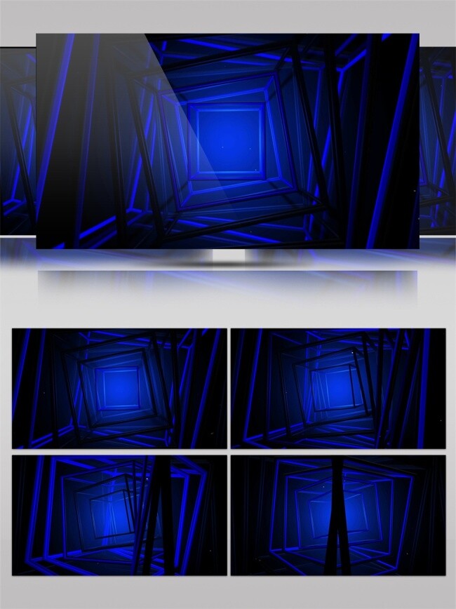 蓝色 激光 方块 动态 视频 光束 酒吧舞台 特效视频素材 3d视频素材