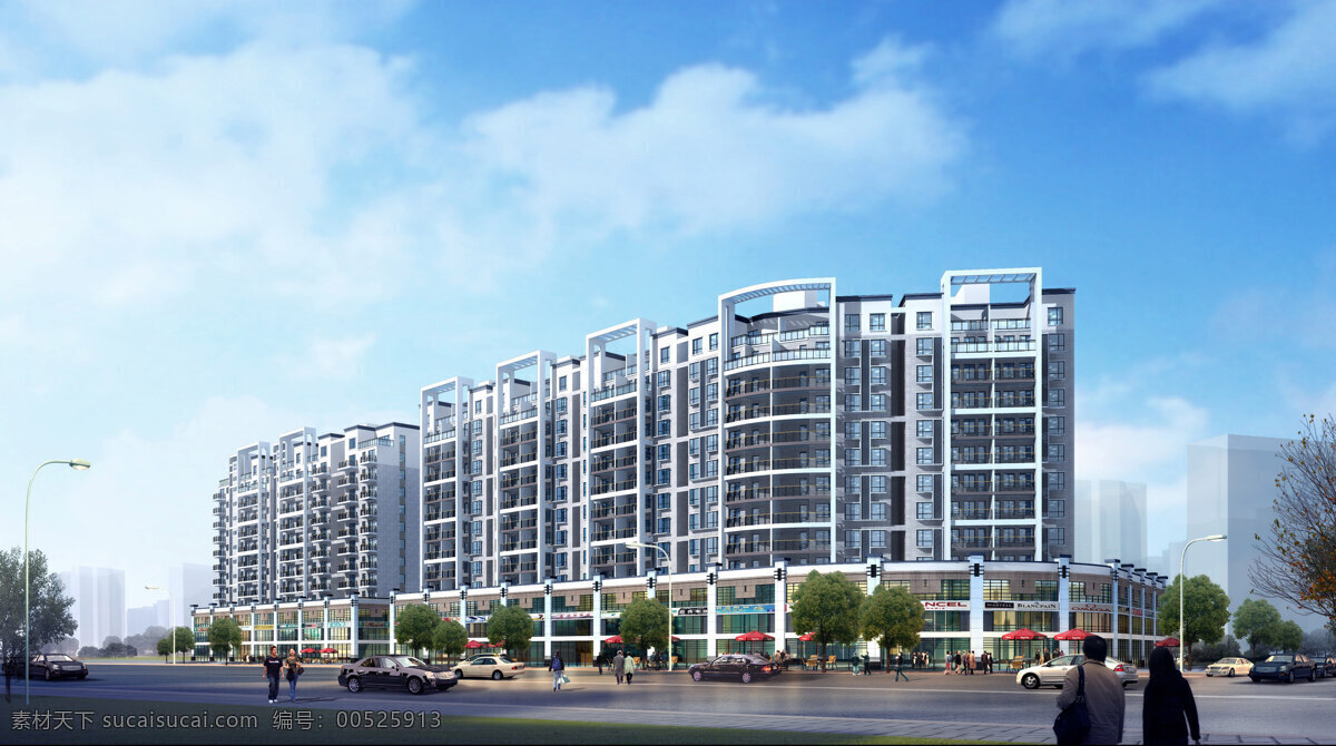 房地产 房屋 高楼 花草 环境设计 建筑设计 街景 楼房 楼盘图片 楼宇 住宅楼 商铺 马路 树木 树林 行人 绿化 清新 天空 环境优美 建筑艺术