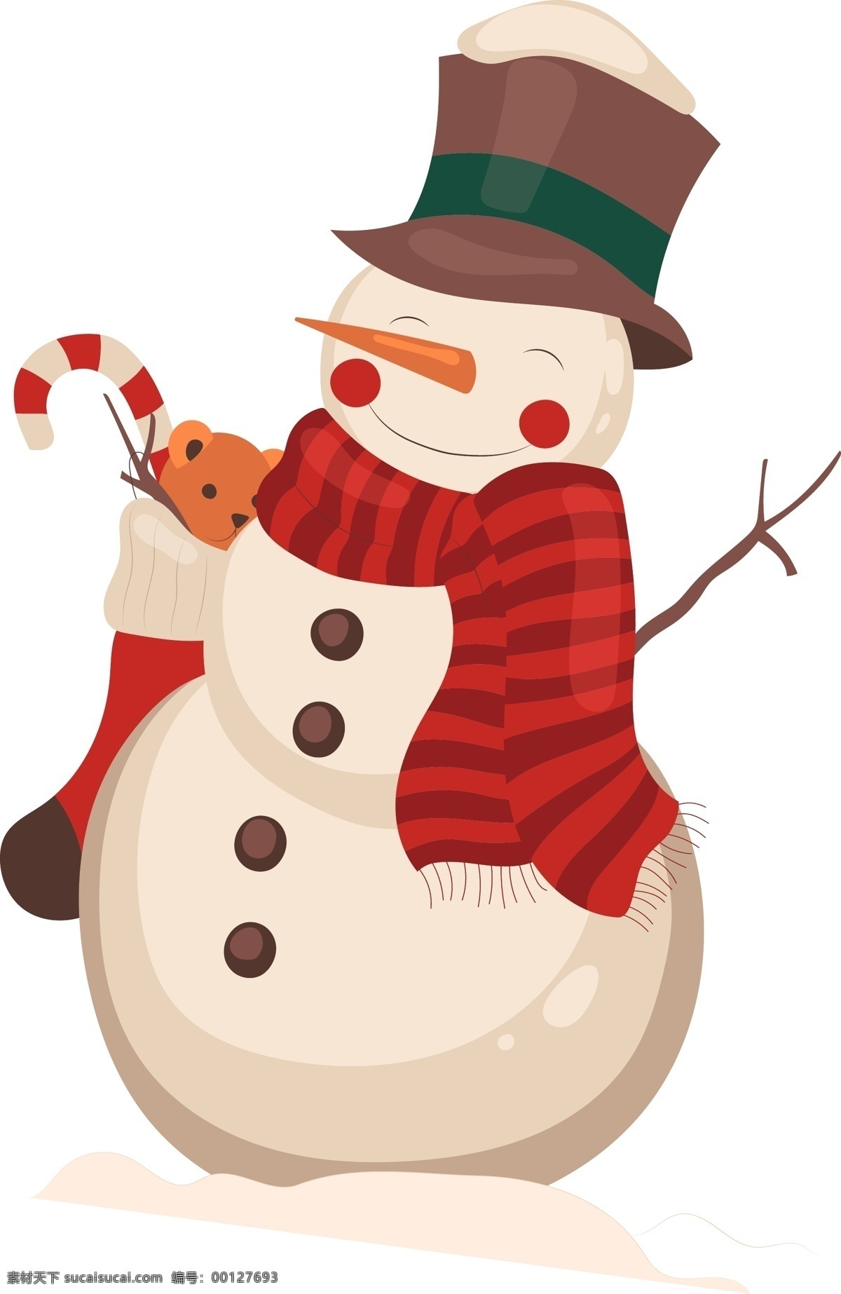雪人矢量图 雪人 卡通 平面设计 冬天 围巾 手杖 圣诞 矢量