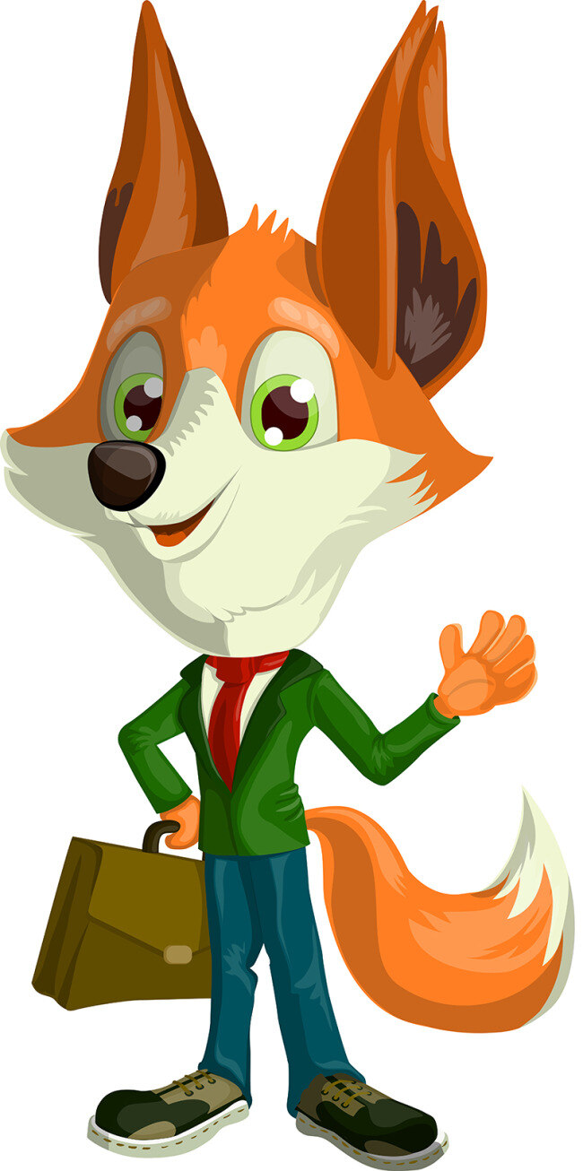 卡通 狐狸 角色 卡通狐狸 商务狐狸 狐狸动物 动物 公文包 上班 企业