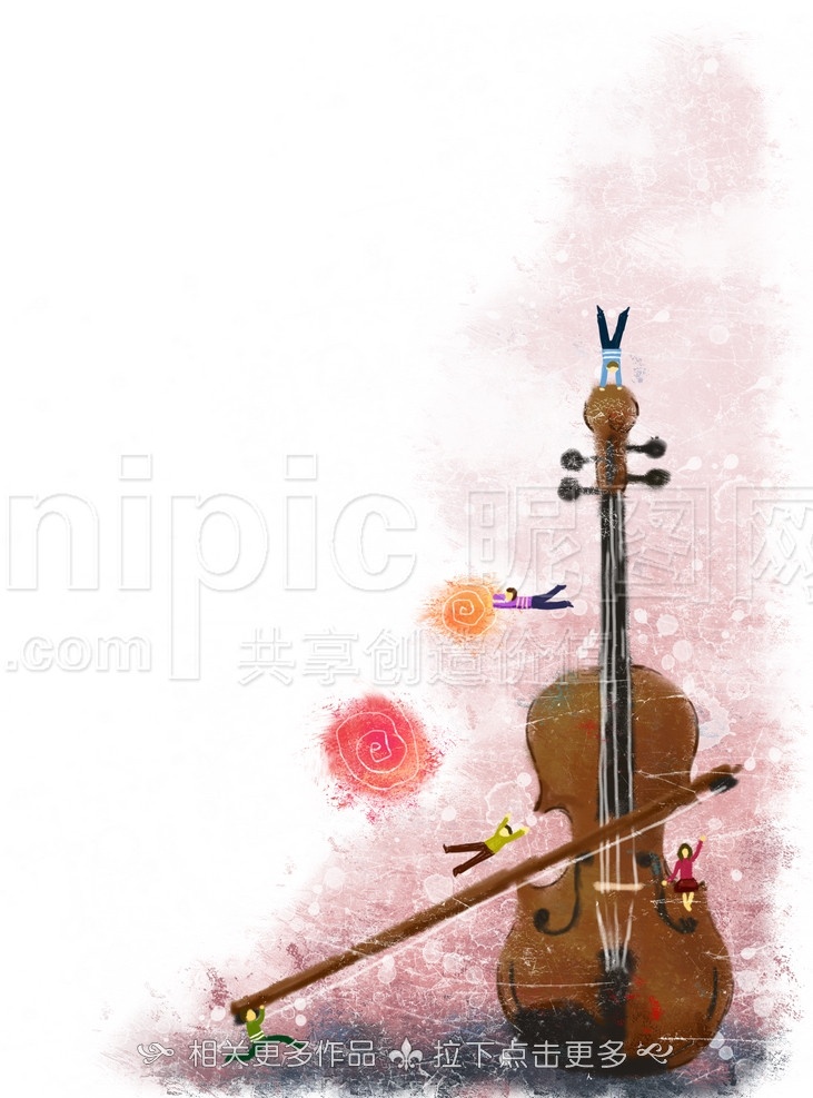 手绘小提琴 小提琴插画 小提琴 小提琴海报 蜡笔画 文娱艺术 分层 源文件