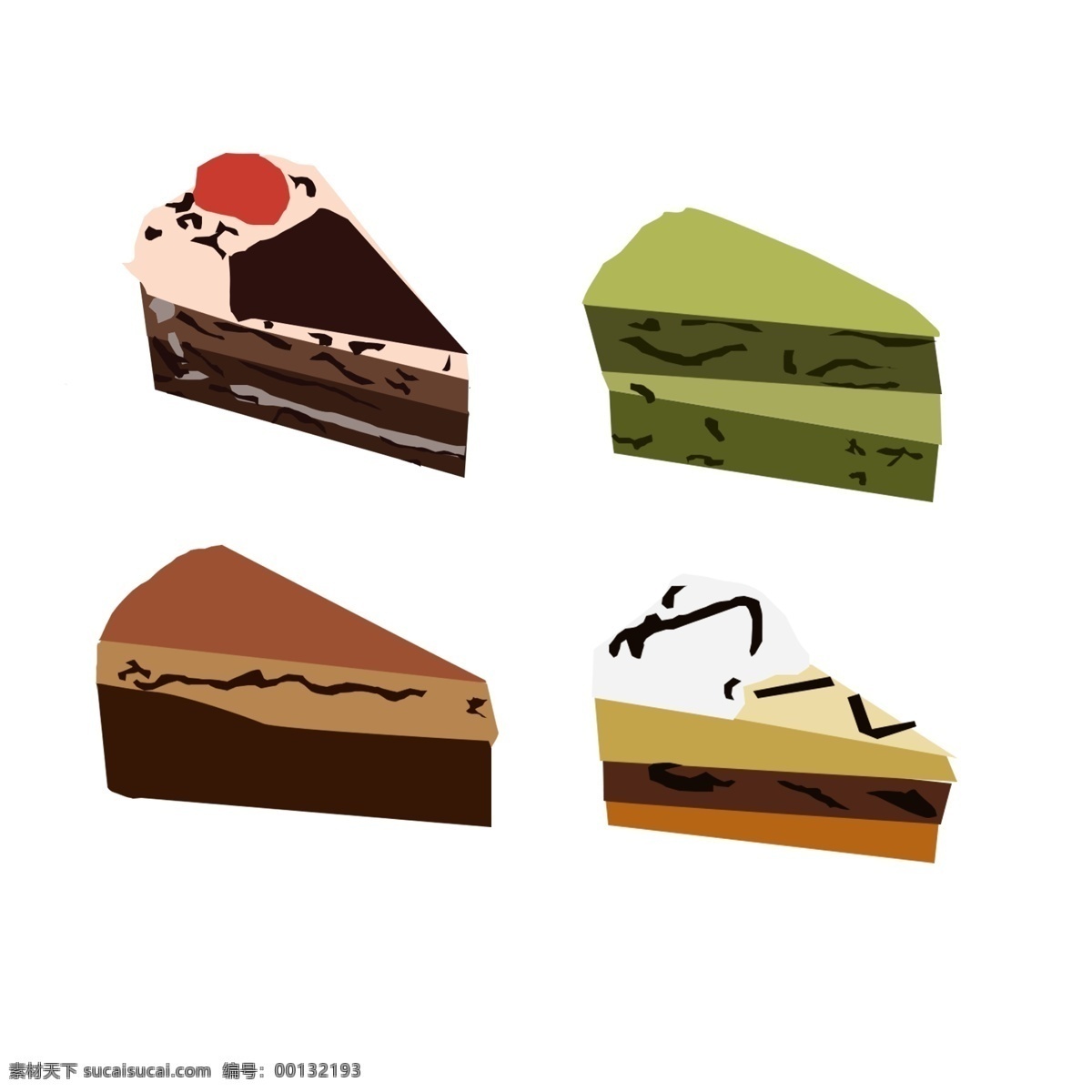 卡通 蛋糕 免 扣 矢量图 美味的 好看的 千层蛋糕 奶油蛋糕 红豆 抹茶粉 草莓蛋糕 平面图 餐厅 食物 装饰画