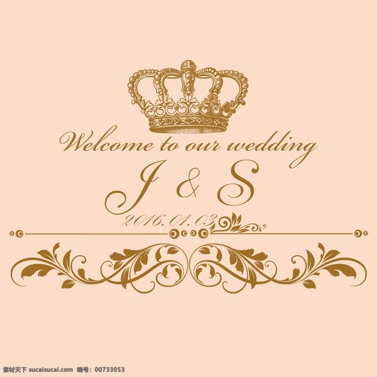 欧式 婚礼 logo 皇冠 欧式花纹 字母logo js 粉色