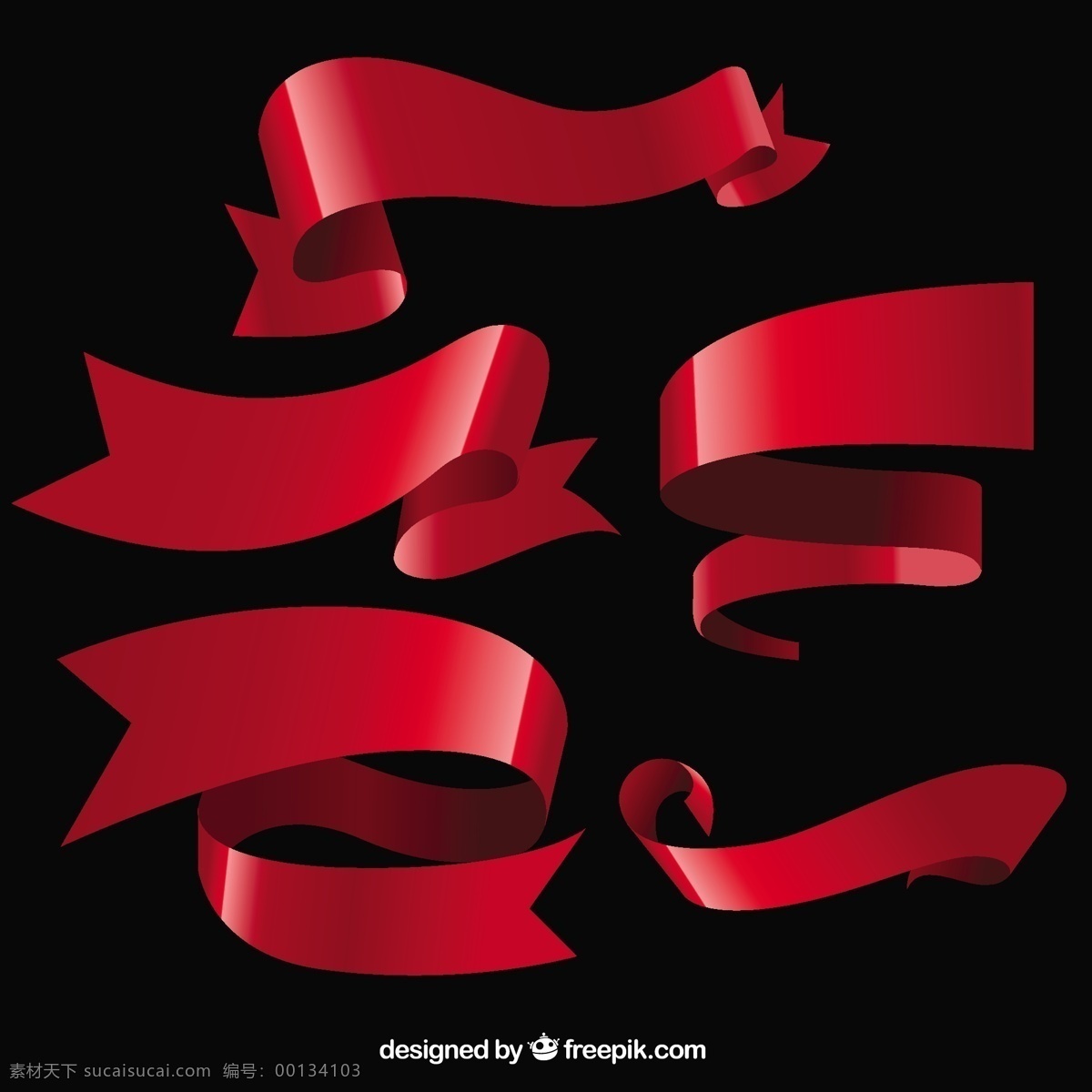 红丝带收集 横幅 丝带 标签 红色 色带 装饰 功能区 收藏