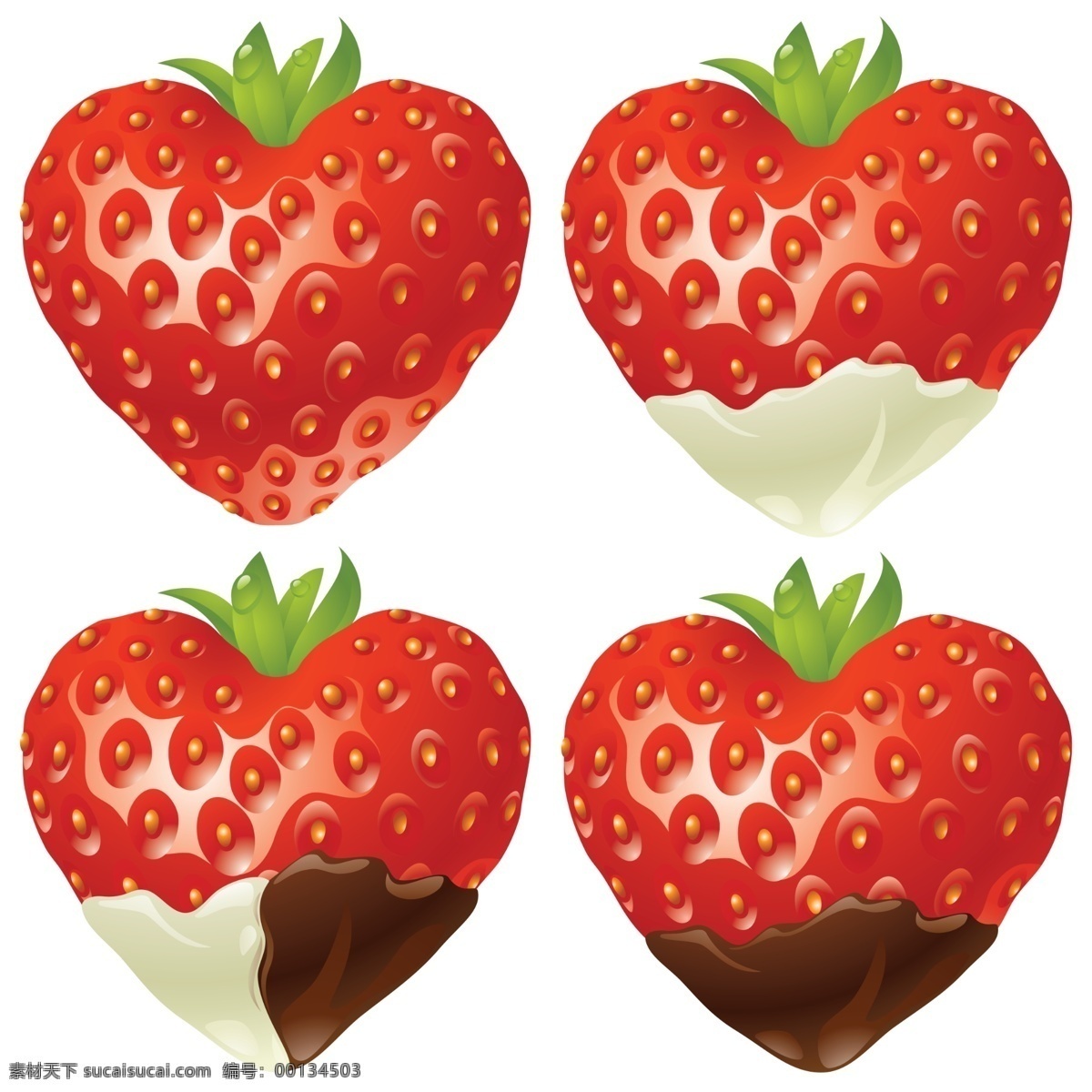 红色心形草莓插画图片_生物静物_设计元素-图行天下素材网