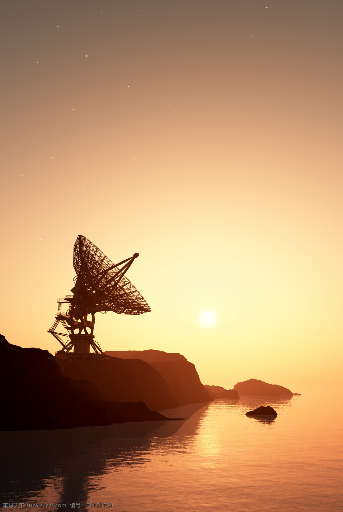 卫星 转播 海岸风景 大海风景 卫星转播 雷达 夕阳风景 海面风景 通讯网络 现代科技