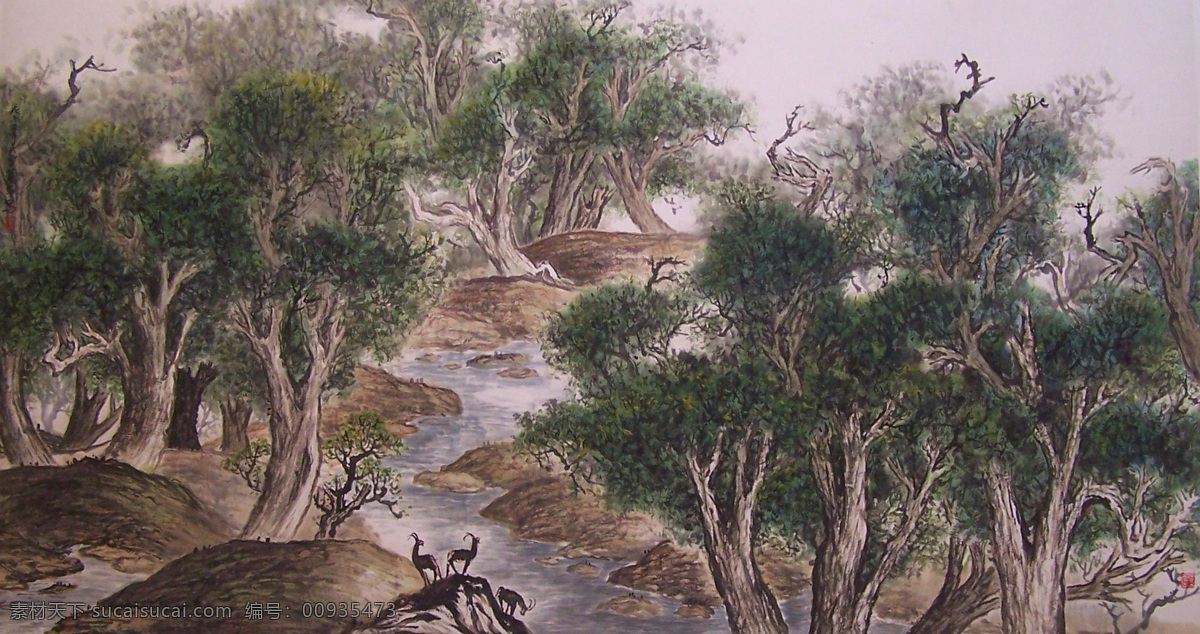 彩墨山水画 动物 风景画 国画 国画山水 河流 绘画 绘画书法 山水画 设计素材 模板下载 中国画 山水国画 写意画 书法 大师作品 写意 写意国画 国画写意 墨迹 水墨画 树木 植物 山峰 山 云雾 奇峰 溪水 瀑布 小河 小鹿 文化艺术 家居装饰素材 山水风景画