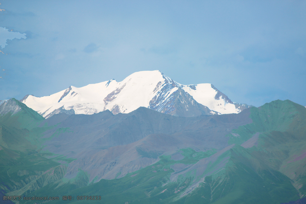 青海 雪山 7月 高原 蓝天 青山 山水风景 自然景观 青海雪山 psd源文件