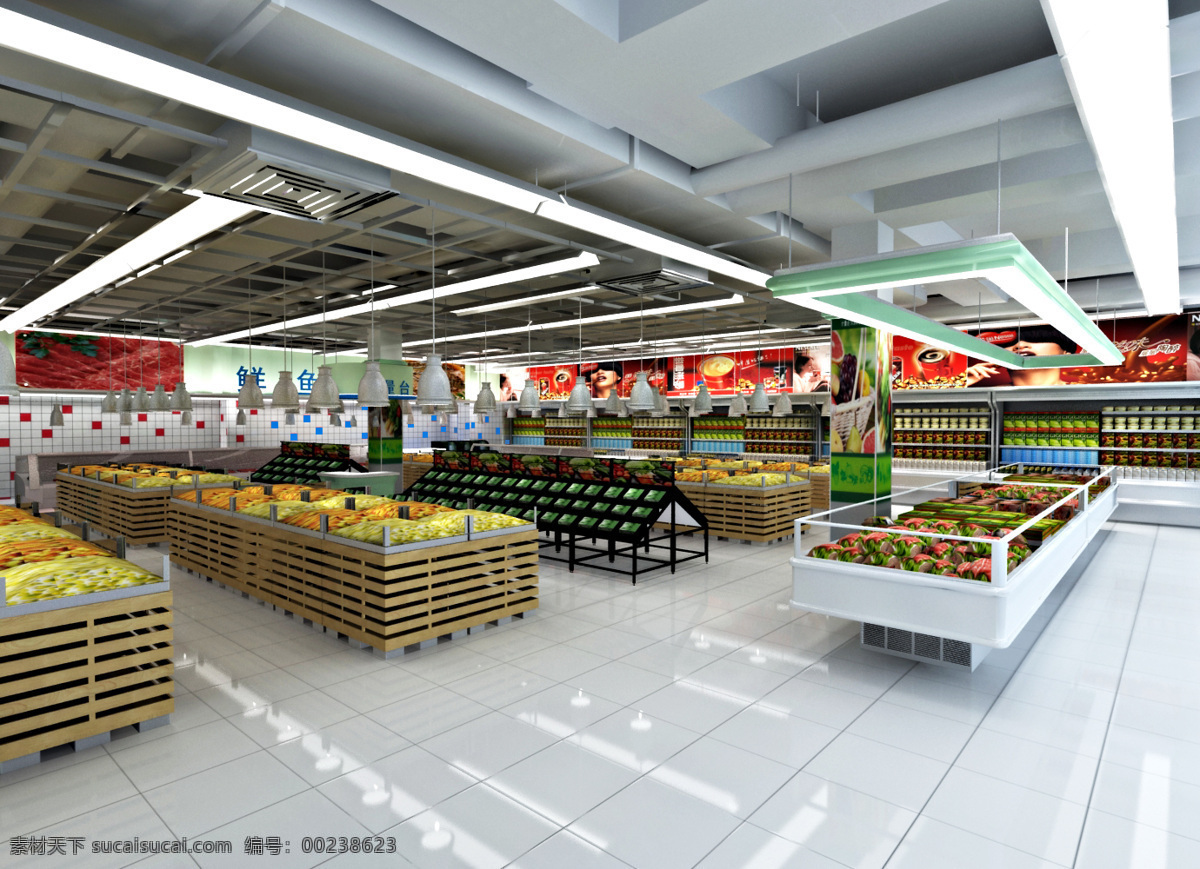 超市 效果图 展示 超市生鲜 环境设计 货架 生鲜 室内设计 鲜肉 鲜鱼 家居装饰素材