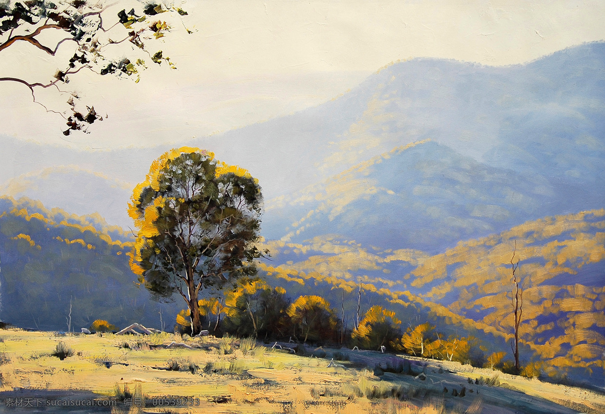 风景 风景画 挂画 绘画 绘画书法 景色 欧美油画 山景 油画 山景设计素材 山景模板下载 油画风景 艺术 油画艺术 山间景色 山区 树木 山坡 西方油画 油画作品 文化艺术