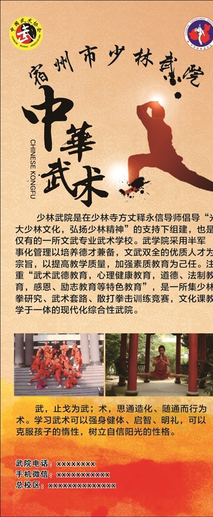 少林 武校 展架 简约 大方 武术 教练