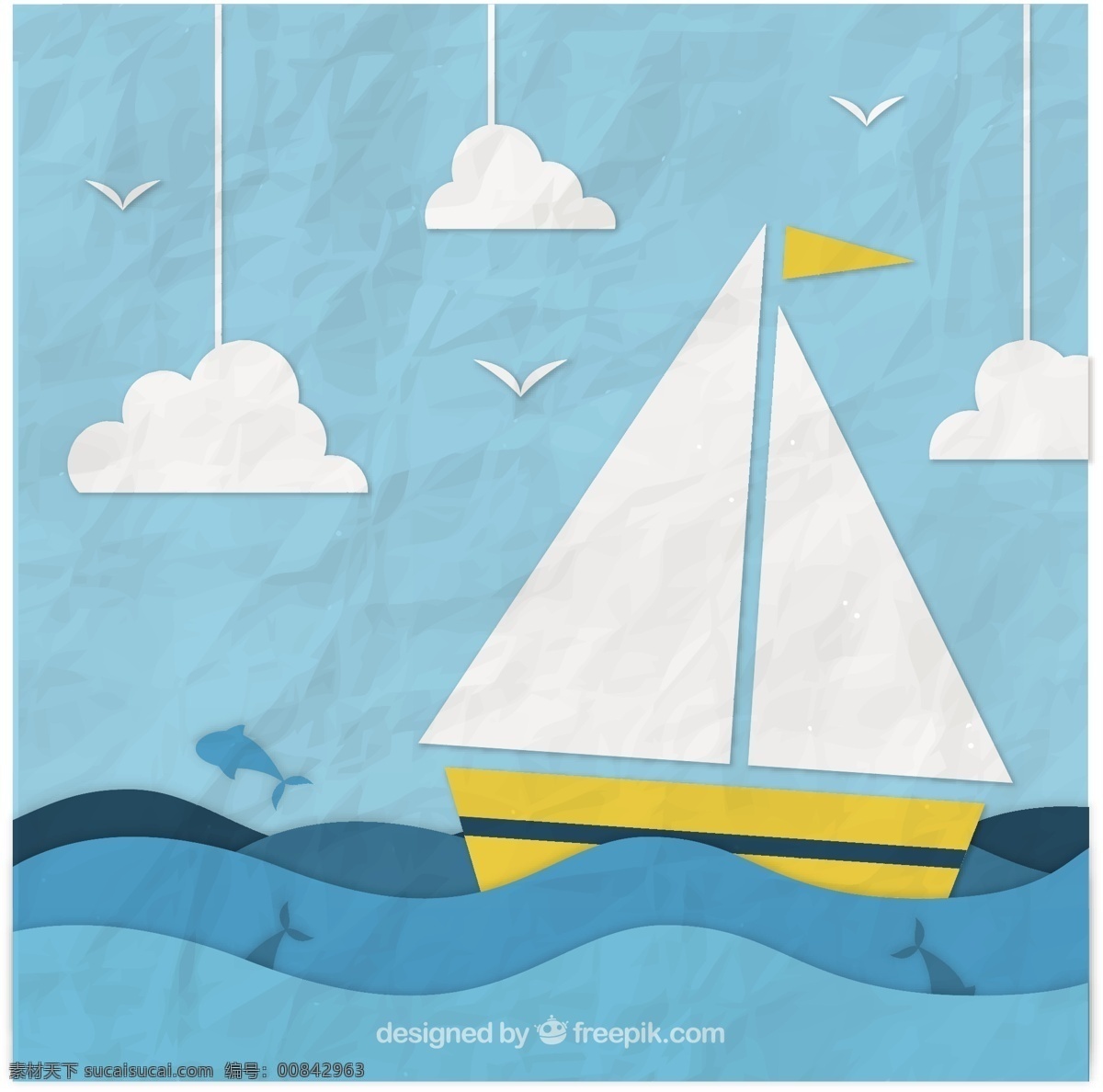 海浪 中 航行 纸船 皱纹 背景 海浪中航行的 有皱纹的背景