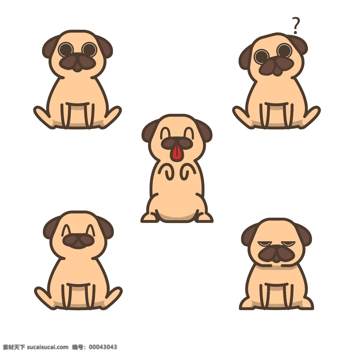 表情 插画 柴犬 动物 狗 卡通 卡通狗 可爱 可爱宠物 犬 舌头 手绘 语言 风格 哈巴狗