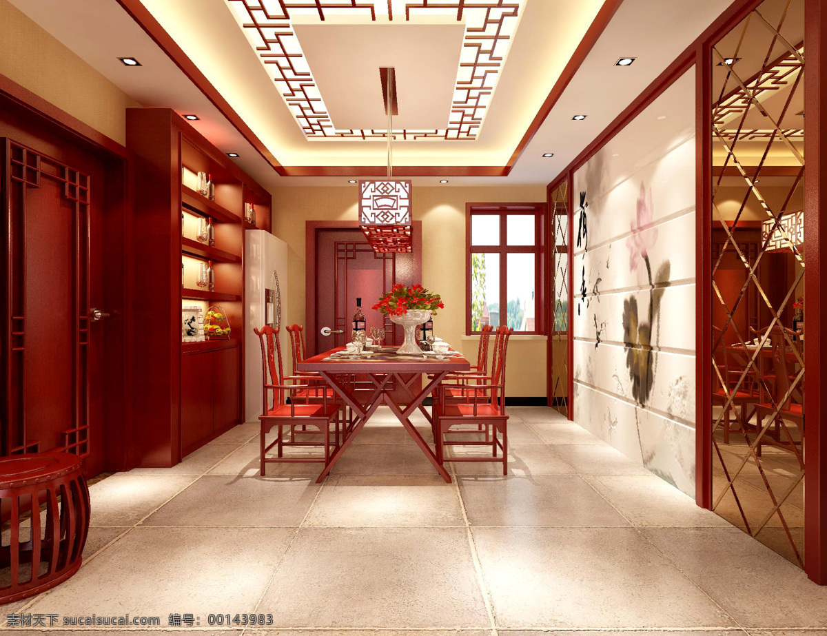 中式 餐厅 木头 室内设计 家居装饰素材