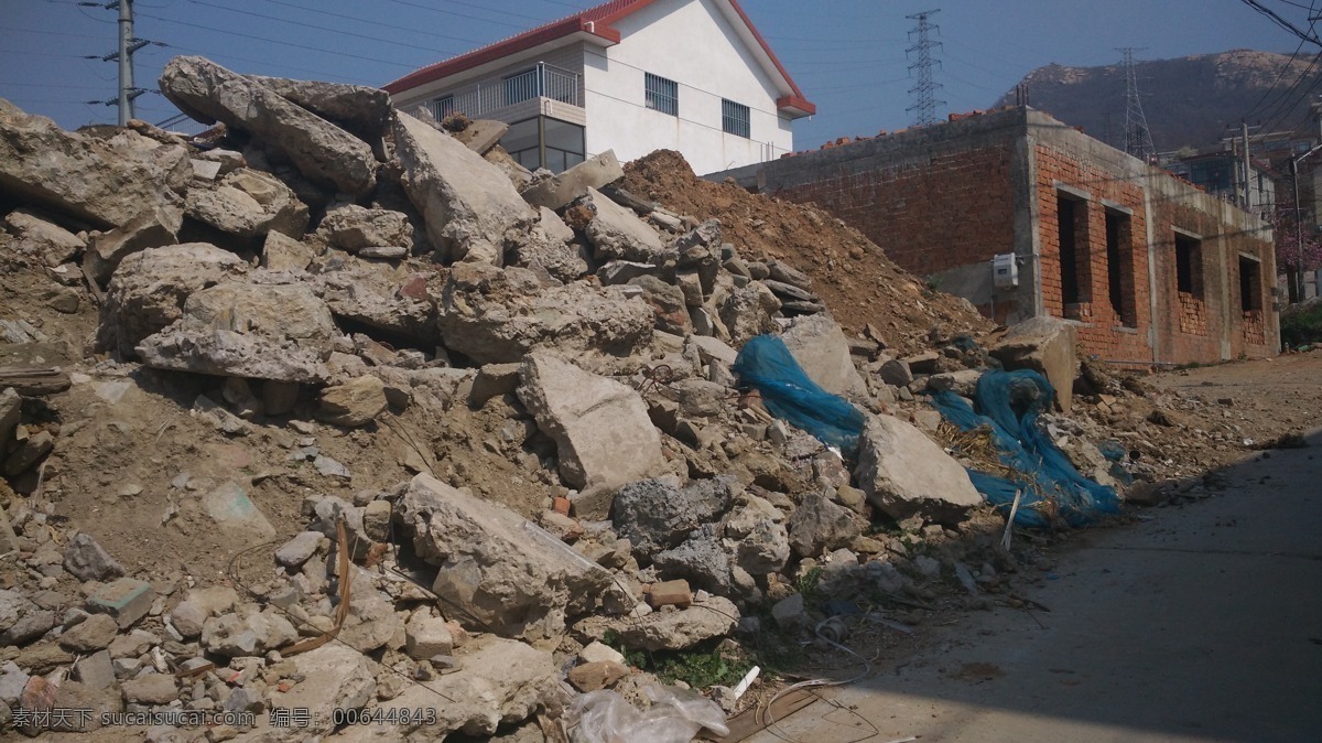 废墟 水泥块 石块 建筑垃圾 断裂 水泥板 旅游摄影 国内旅游