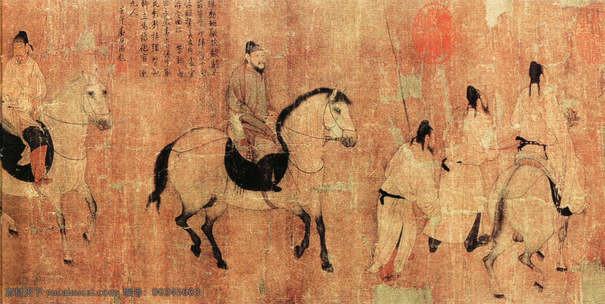 游骑图b 人物画 中国 古画 中国古画 设计素材 人物名画 古典藏画 书画美术 棕色