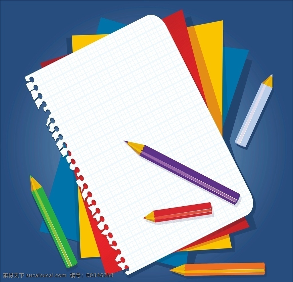 笔记本 矢量图片 铅笔 文具 学习用品 学习用具 彩色铅笔 彩色笔记本 矢量笔记本 矢量铅笔 矢量文具 矢量 教育 学习