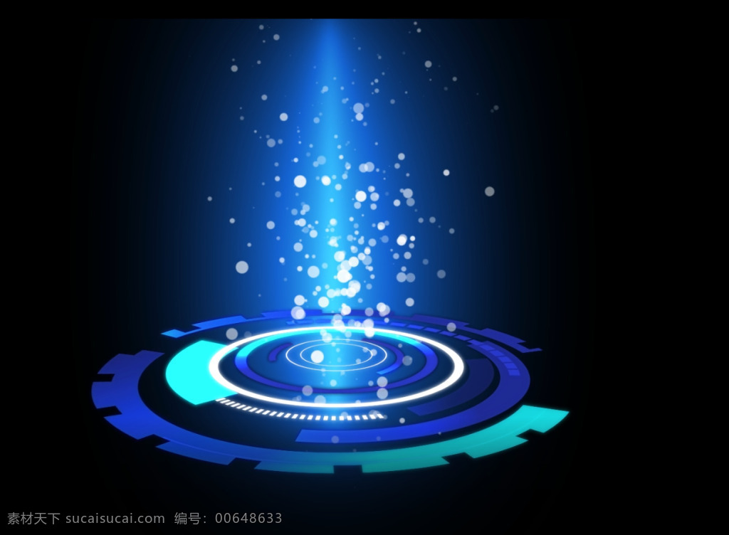 全息 元素 光 粒子 旋 盘 上 向上 视频 科技感 动态圆环 粒子飘动 光效