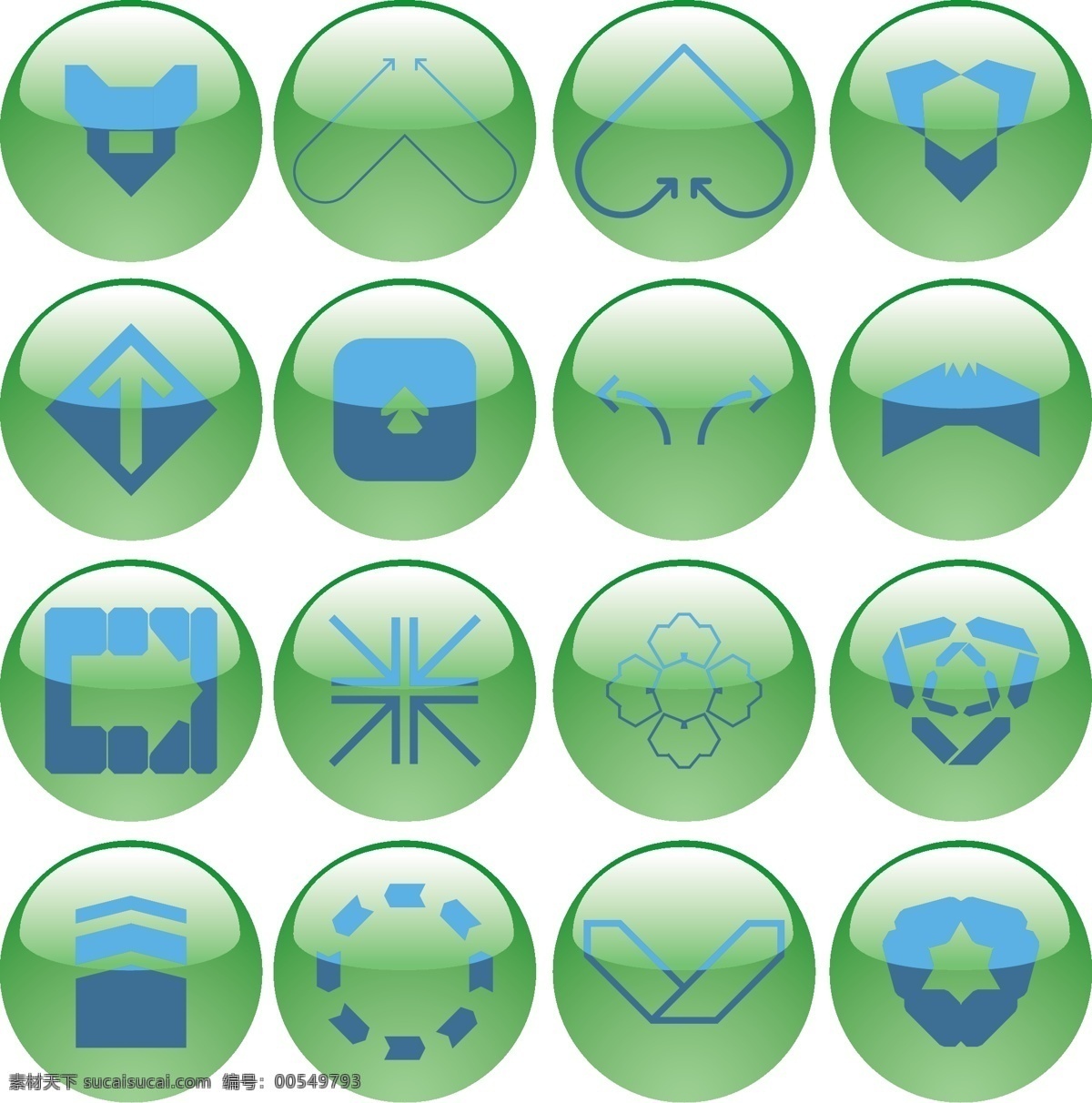 各种 符号 绿色 水晶球 按钮 图标 矢量 箭头 矢量图标 图像 图形 网页设计元素 简单的符号