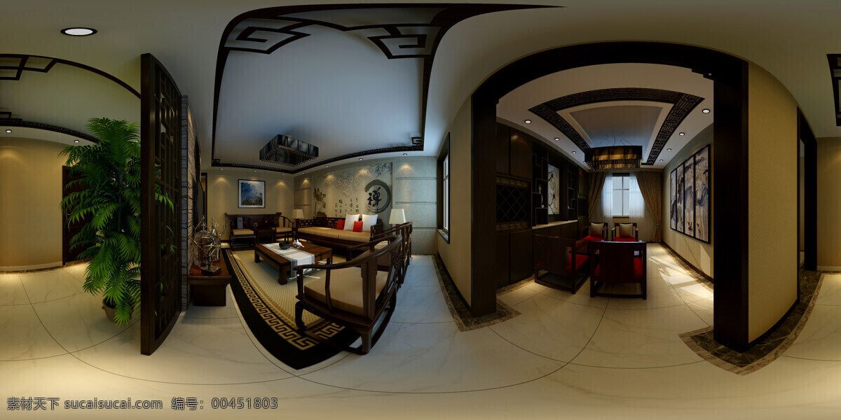 全景 室内 中式室内 空间设计 设计效果图 3d设计 3d作品