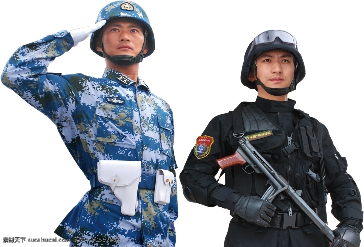 特种兵 军人 敬礼 分层 源文件