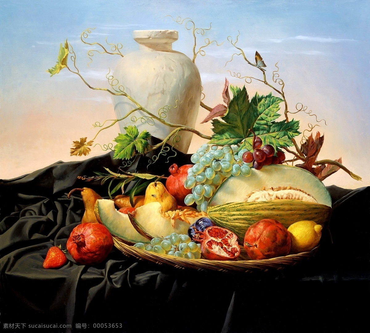 sHJW1102215水果疏菜静物油画超写实主义油画静物素材图片下载-素材编号
