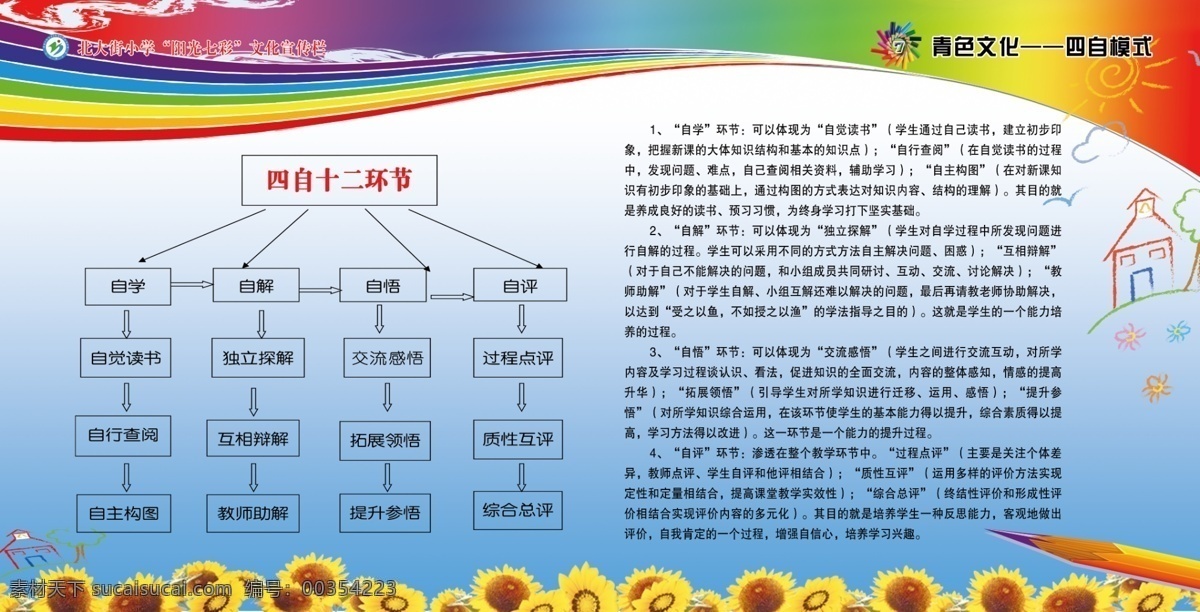 七彩课堂之蓝 七彩 蓝 七色 学校 向日葵 分层 背景素材