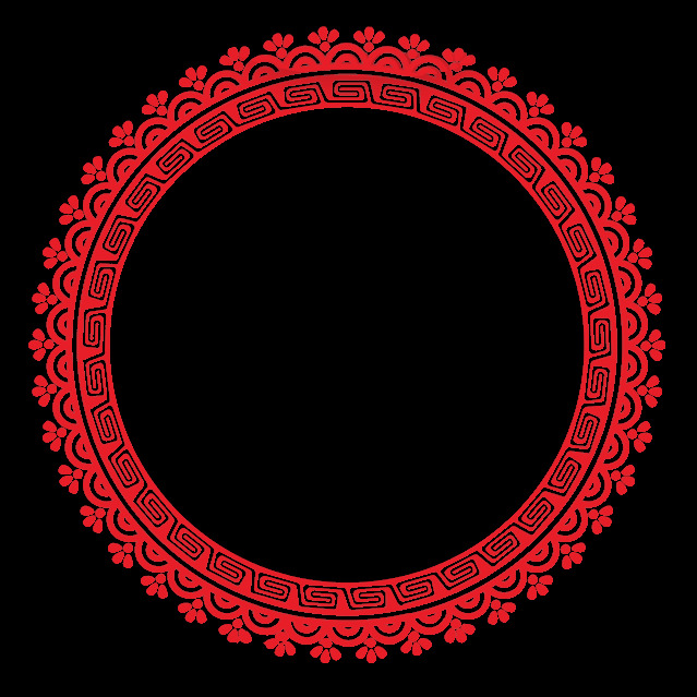 中国 风 红色 喜庆 剪纸 圆形 边框 图案 设计素材 底纹 底纹背景 红色的 花纹 剪影 免抠图 纹理