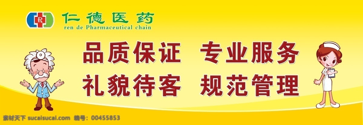 医药服务展板 药房 医药 制度 展板 卡通护师 卡通医师 橘黄色 暖色背景 室内展板系列 分层 源文件