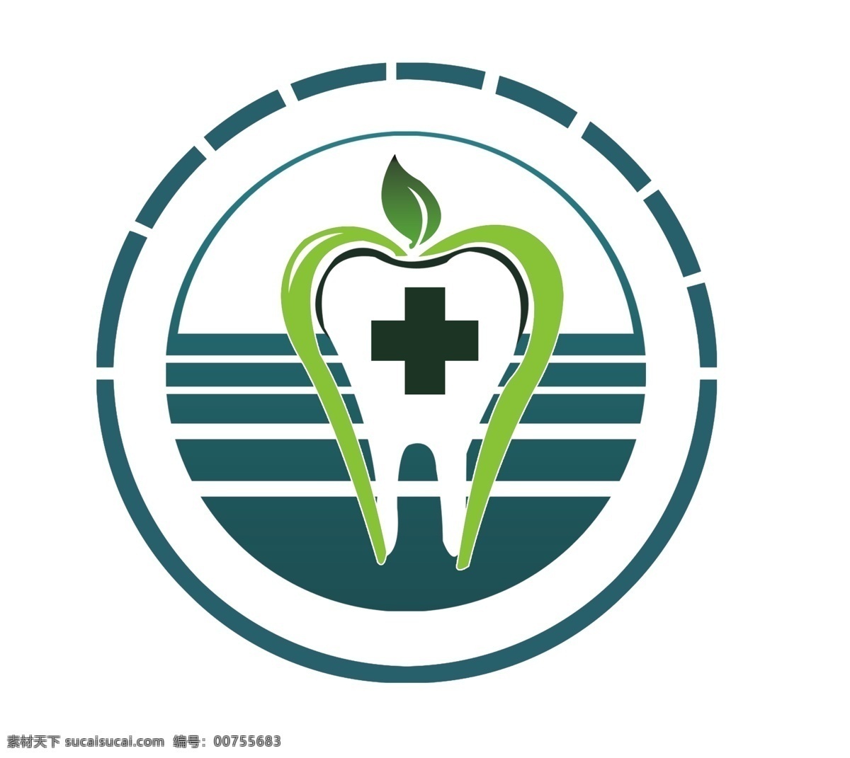 口腔诊所 logo 牙齿 图标 标志 口腔 诊所 绿叶 矢量图 logo设计