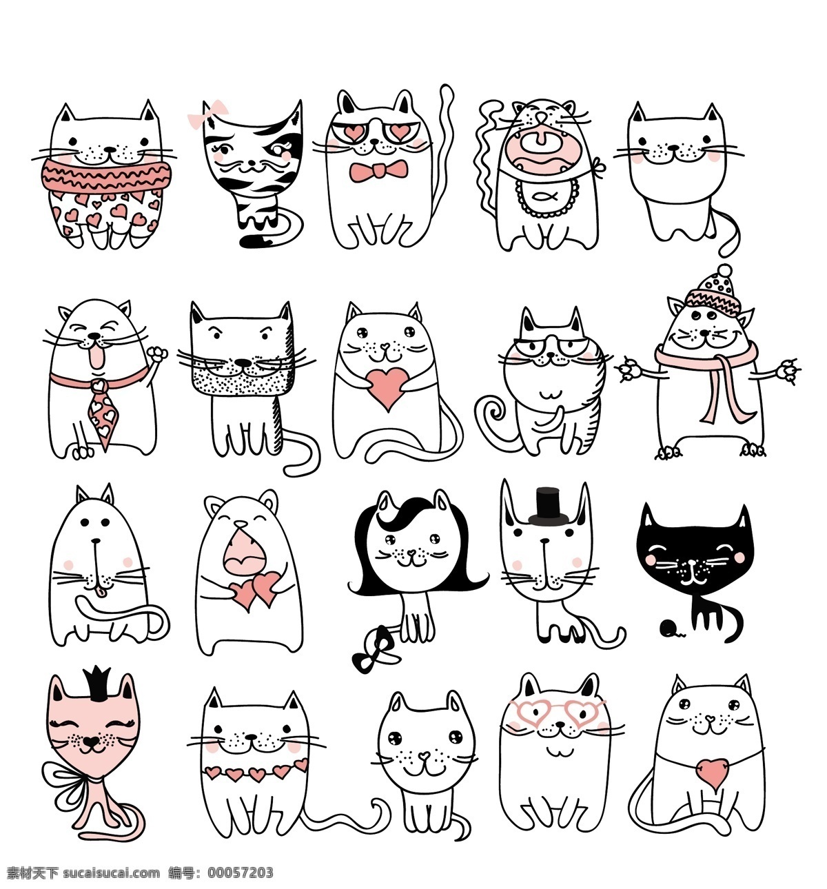 猫咪图片 猫咪 卡通猫咪 可爱猫咪 北欧装饰画 手绘猫咪 猫咪插画 线描水彩猫咪 水墨小猫咪 印刷猫 小猫