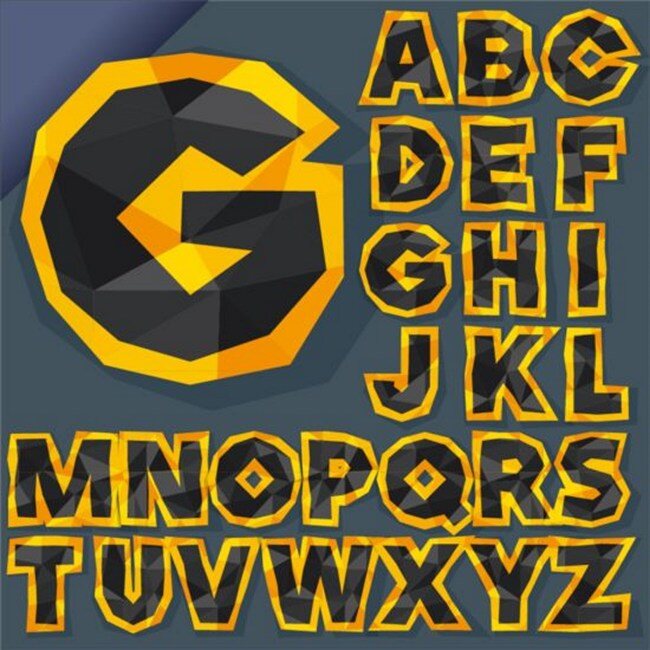 字母背景素材 字母 英文 矢量背景 黄色背景