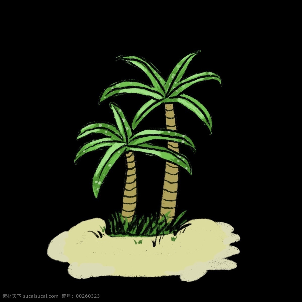 卡通椰子树 卡通 椰子树 两棵