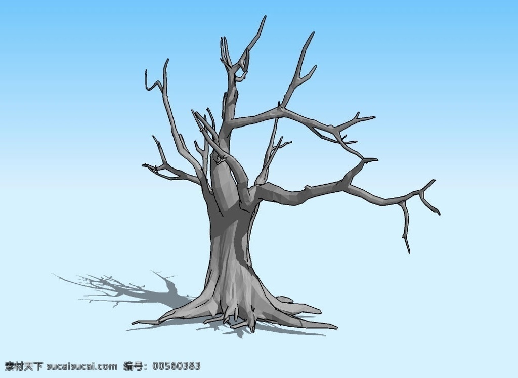 枯树3d模型 树根 树干 树枝 植物 三维 立体 skp模型 造型 经典 装饰 精模 3d模型精选 其他模型 3d设计模型 源文件 skp