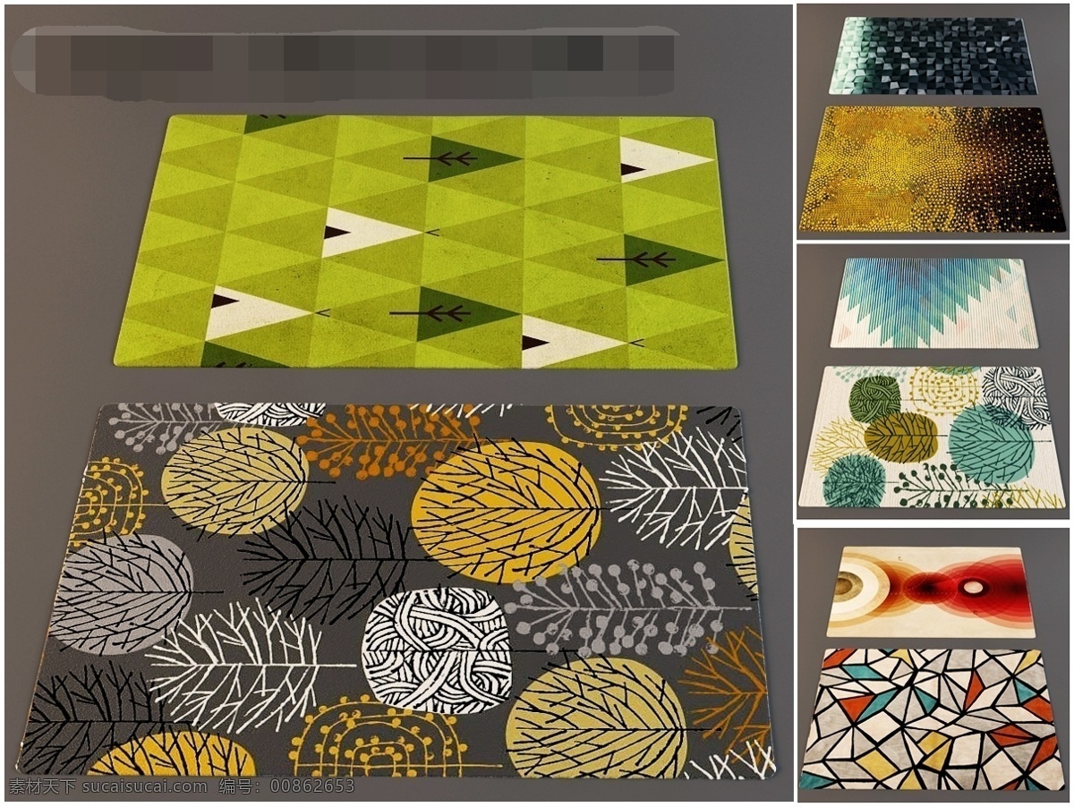 植物图案地毯 时尚 现代 简洁 3d模型 地毯 模型 家装模型 3d渲染 高端模型