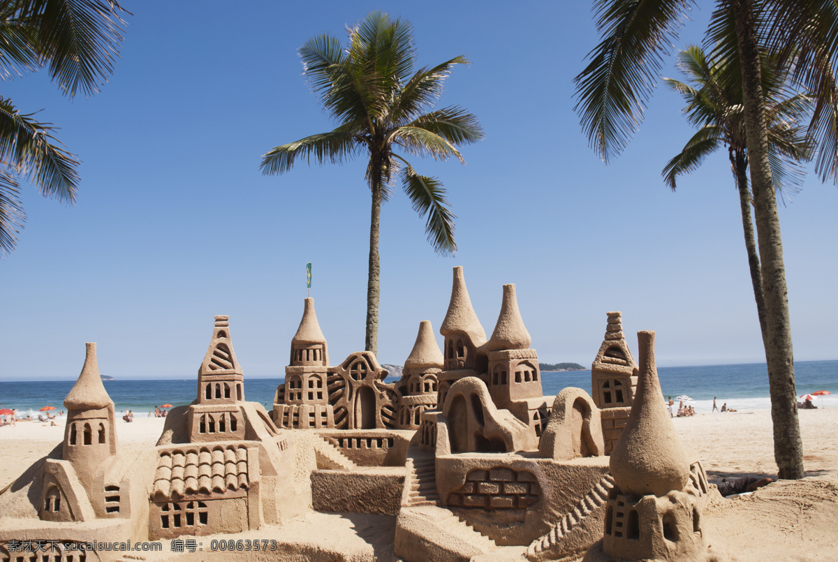 椰树 沙雕 古堡 城堡 大海风景 海滩风景 沙滩风景 沙雕艺术 美丽风景 风景摄影 美景 海面风景 海洋 建筑设计 环境家居