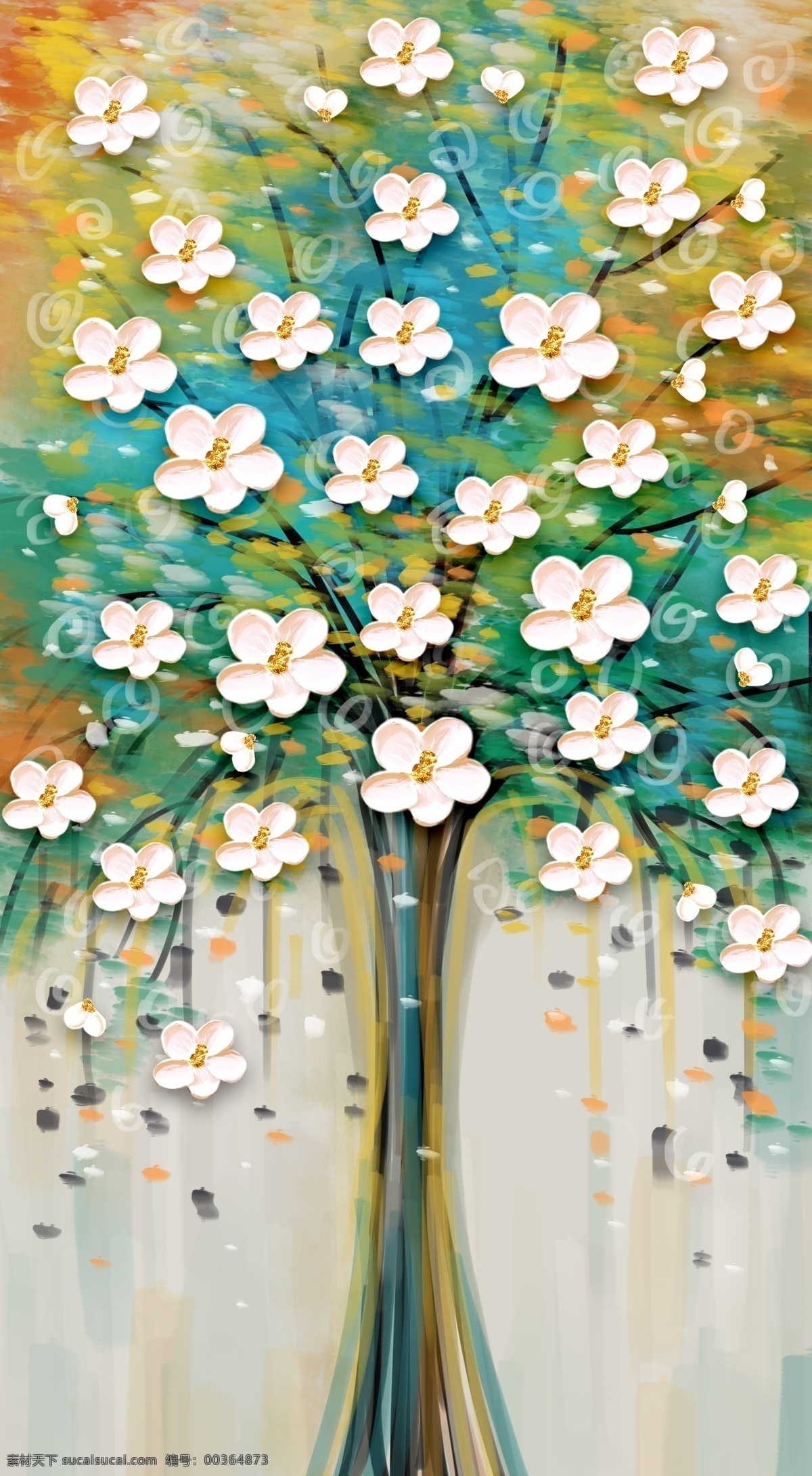 现代 简约 手绘 抽象 油画 发财 树 北欧 发财树 装饰 画玄关 分层 风景