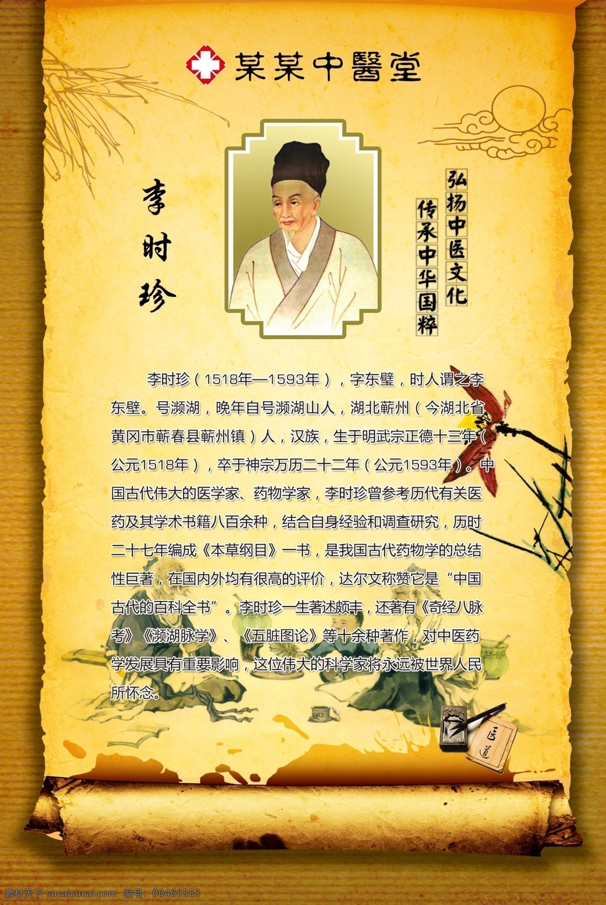 古代名医展板 李时珍 古代名医 中医 中医药 中医学 医学 医院挂图