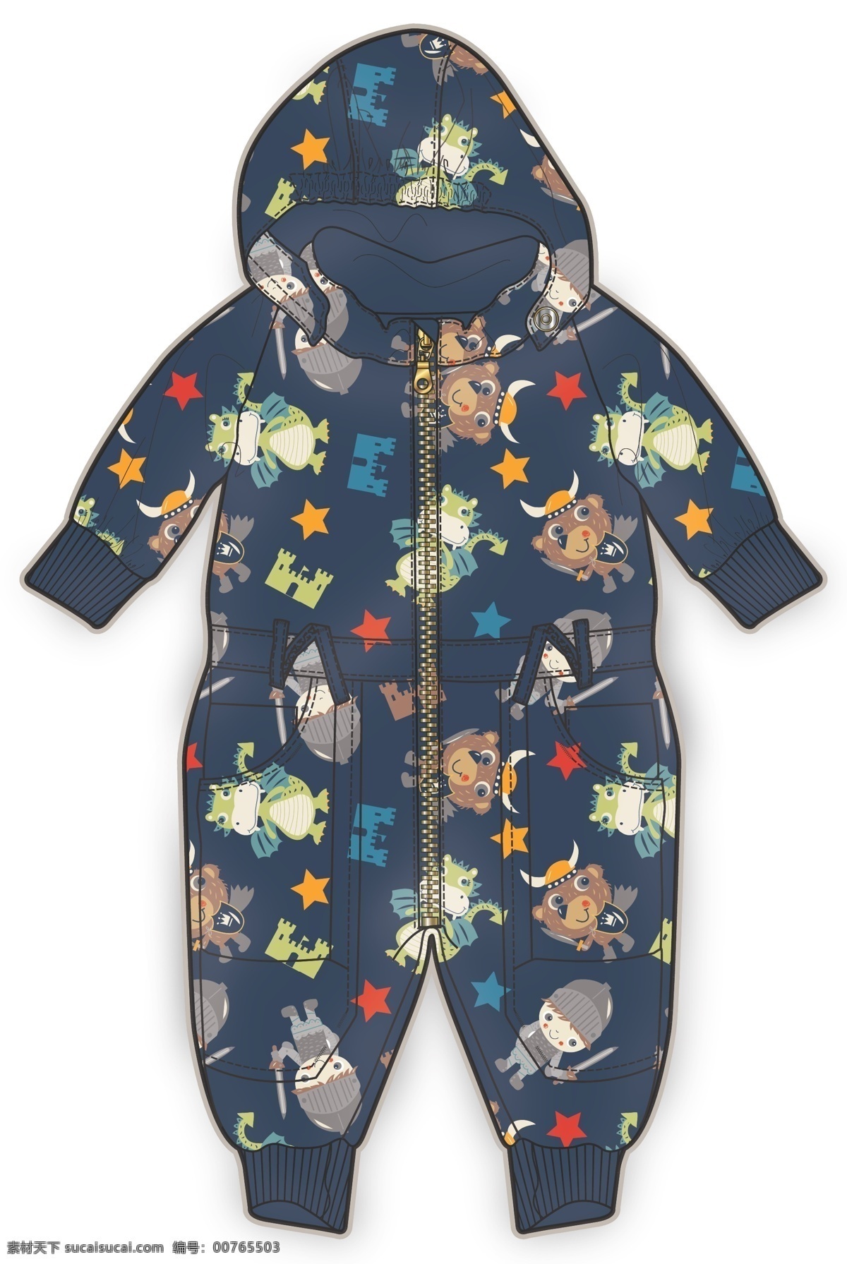深蓝色 婴儿 服装 彩色 矢量 连体衣 王子 婴儿服装设计 可爱 手绘 保暖 线条