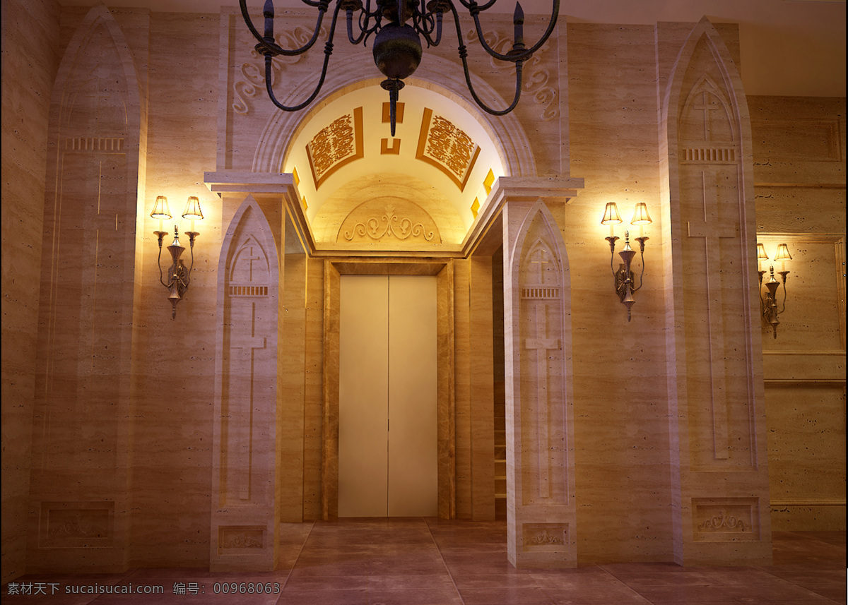 电梯 口 环境设计 教堂 室内设计 电梯口 室内 效果图 家居装饰素材